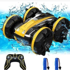 All Terrain Water and Land Racing Yellow and Black Remote Control Amphibious Car